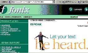 Screen shot of Fonix Web Site