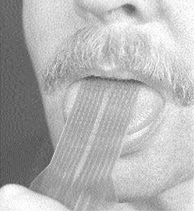 Electrode Tongue Display in a man's mouth