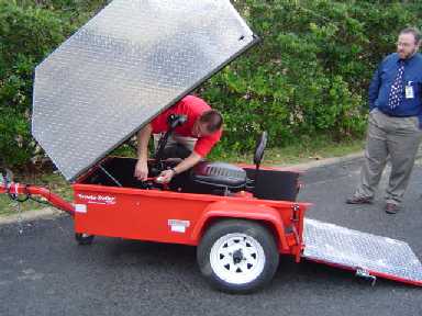 Picture of scoota trailer with top up and tailgate rampdown